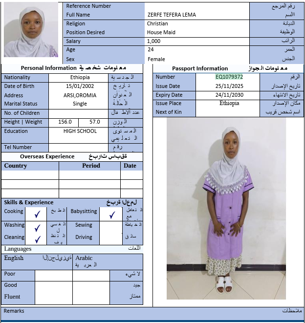السيرة الذاتية لـ ZERFE TEFERA LEMA