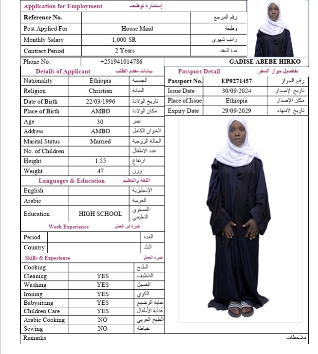 السيرة الذاتية لـ GADISE ABEBE HIRKO