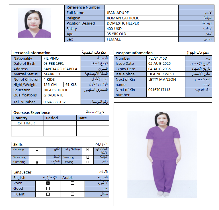 السيرة الذاتية لـ JEAN ADUPE