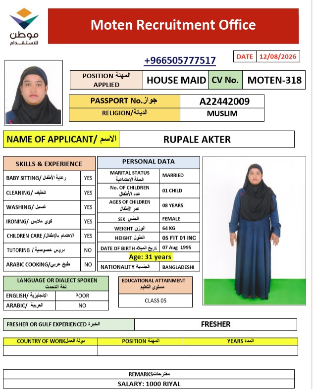 السيرة الذاتية لـ RUPALE AKTER