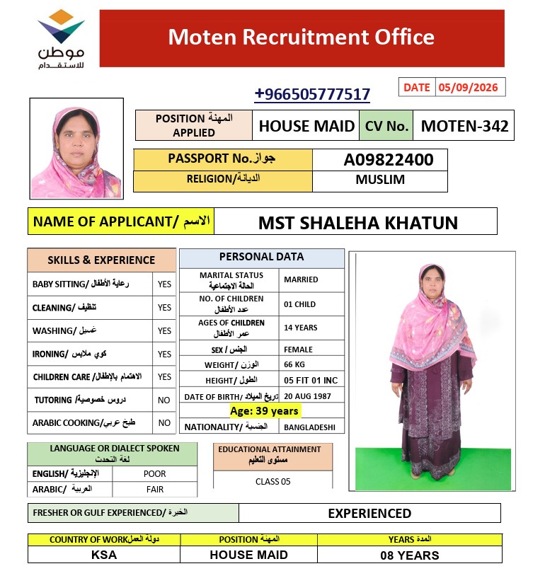 السيرة الذاتية لـ MST SHALEHA KHATUN