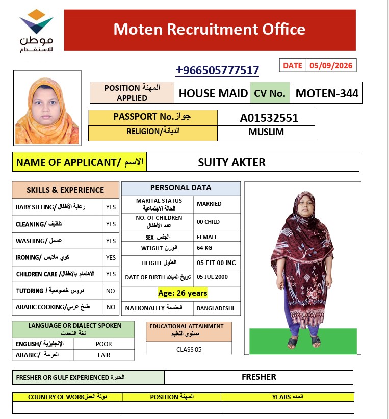 السيرة الذاتية لـ SUITY AKTER