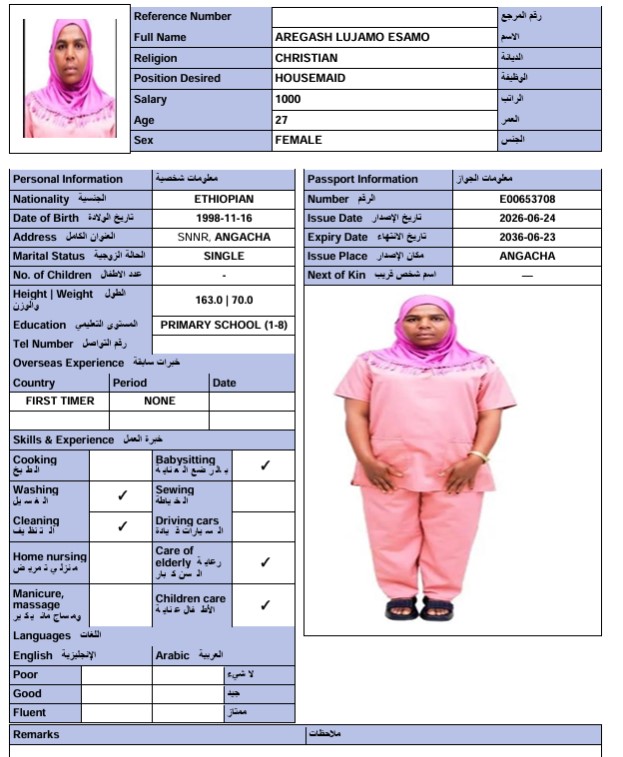 السيرة الذاتية لـ AREGASH LUJAMO ESAMO