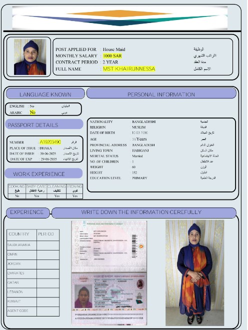 السيرة الذاتية لـ MST KHAIRUNNESSA
