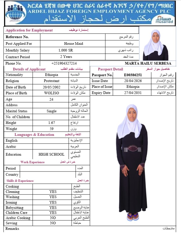 السيرة الذاتية لـ MARTA HAILU SERBESA