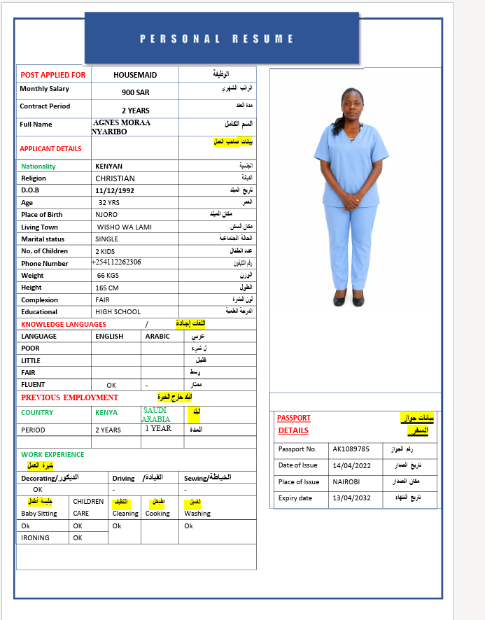 السيرة الذاتية لـ AGNES MORAA NYARIBO