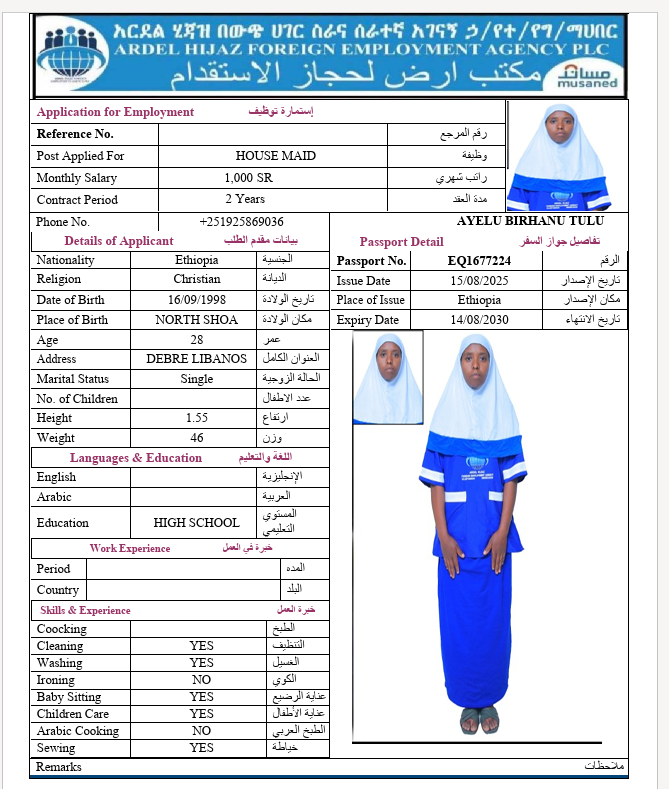 السيرة الذاتية لـ AYELU BIRHANU TULU
