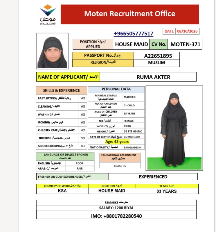السيرة الذاتية لـ RUMA AKTER