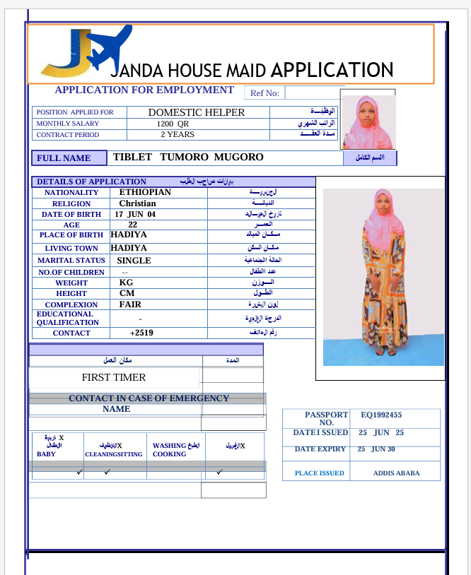 السيرة الذاتية لـ TIBLET TUMORO MUGORO