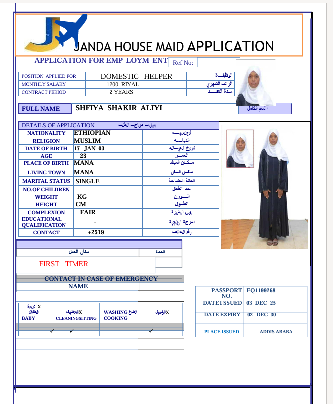 السيرة الذاتية لـ SHFIYA SHAKIR ALIYI