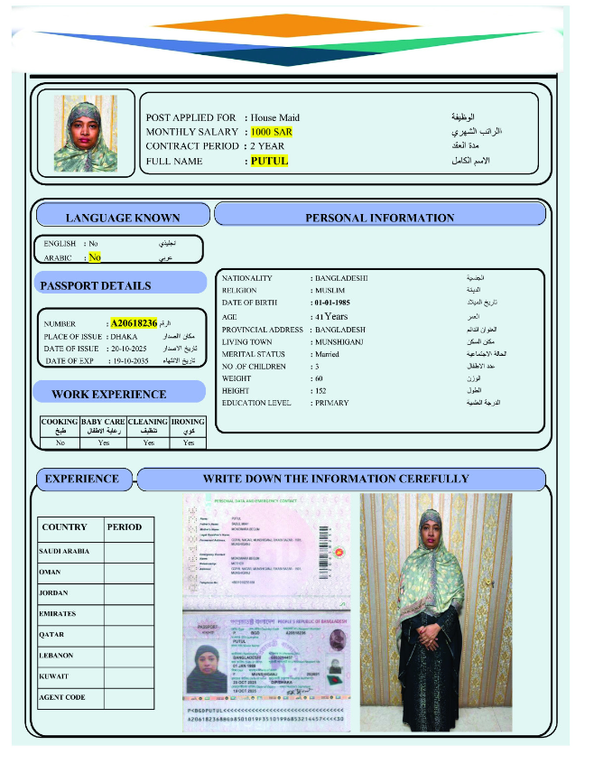 السيرة الذاتية لـ PUTUL