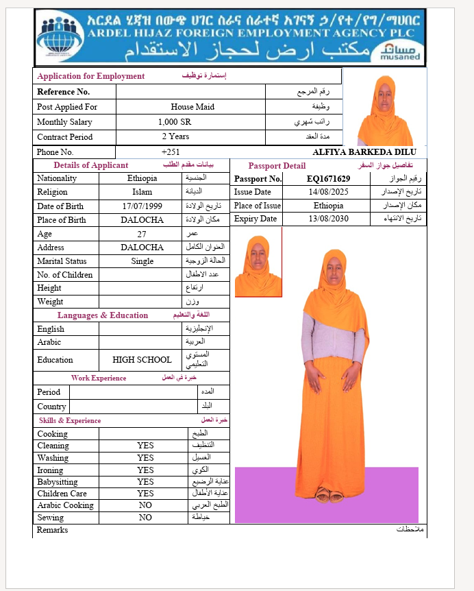 السيرة الذاتية لـ ALFIYA BARKEDA DILU