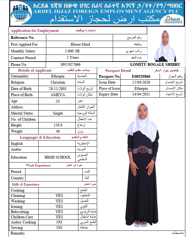 السيرة الذاتية لـ LOMITU BOGALE SHIBRU