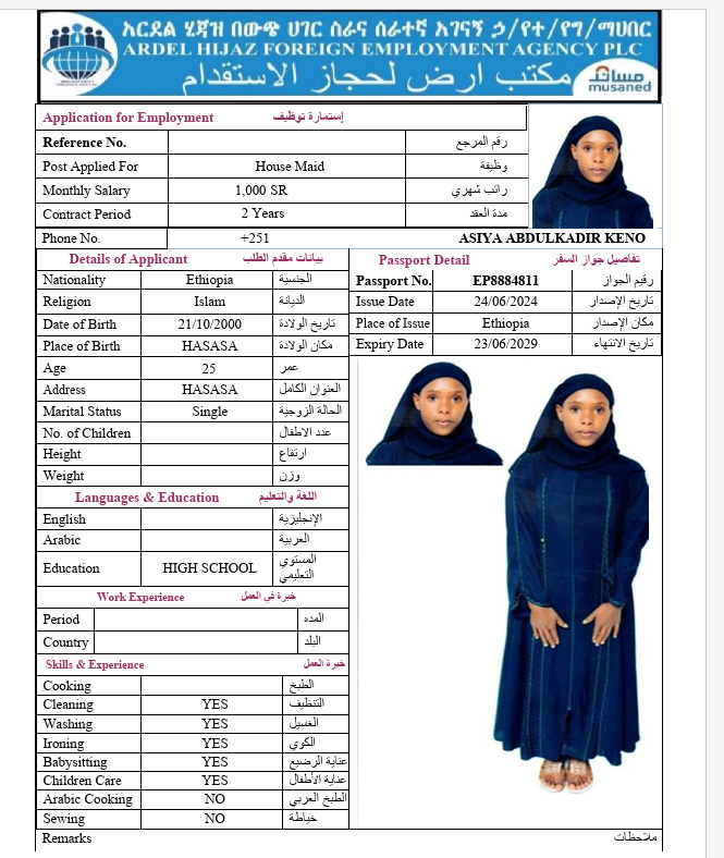 السيرة الذاتية لـ ASIYA ABDULKADIR KENO