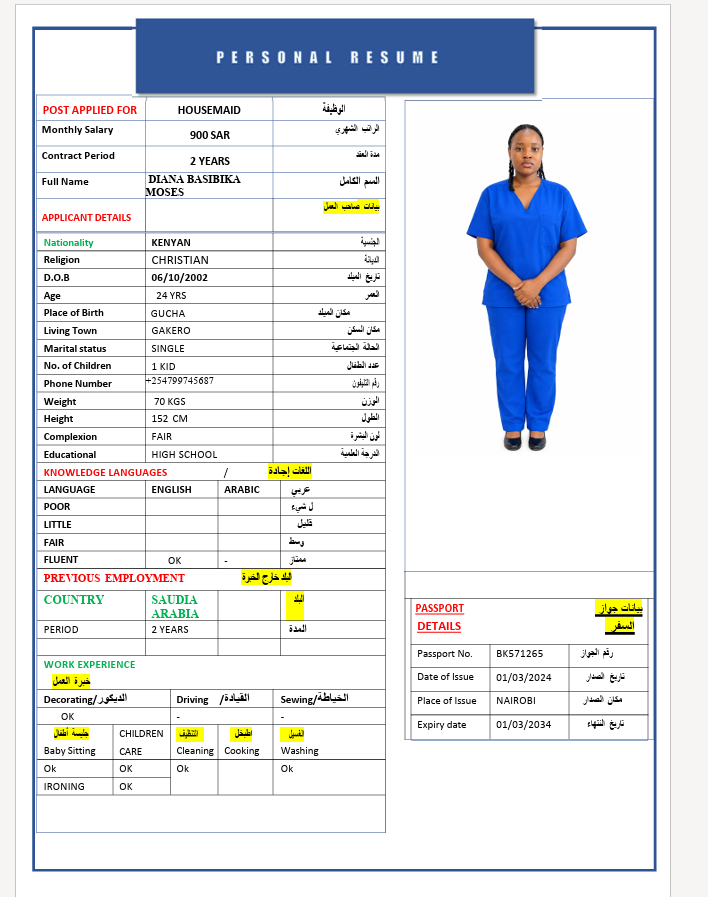 السيرة الذاتية لـ DIANA BASIBIKA MOSES